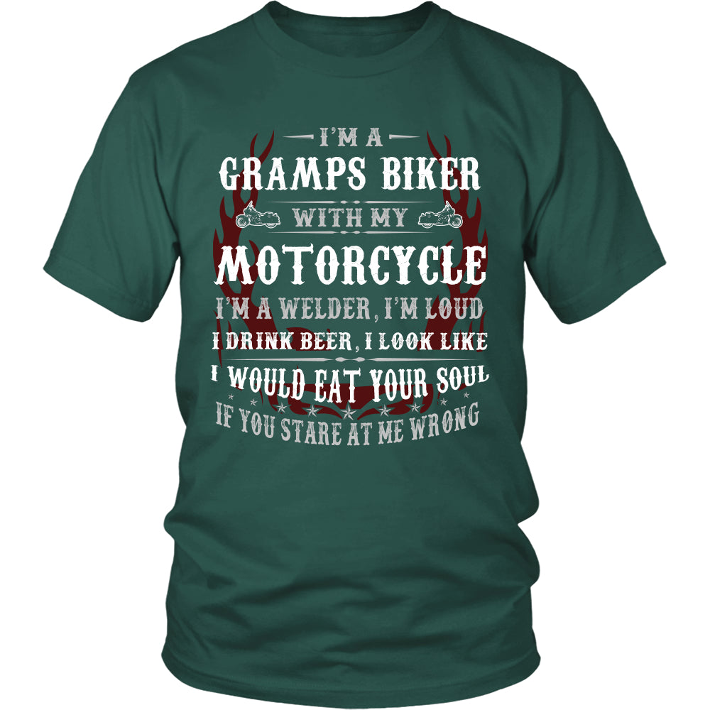 Gramps Biker With My Motorcycle T-Shirt - Gramps Motorcycle Shirt - TeeAmazing