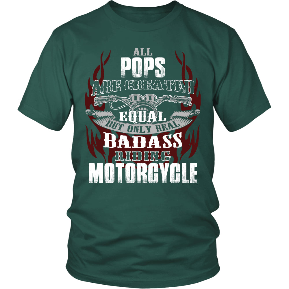 Created Equal Pops Motorcycle T-Shirt - Pops Motorcycle Shirt - TeeAmazing