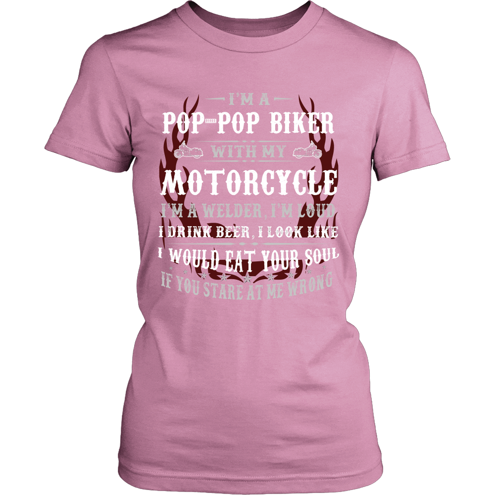Pop-Pop Biker With My Motorcycle T-Shirt - Pop-Pop Motorcycle Shirt - TeeAmazing
