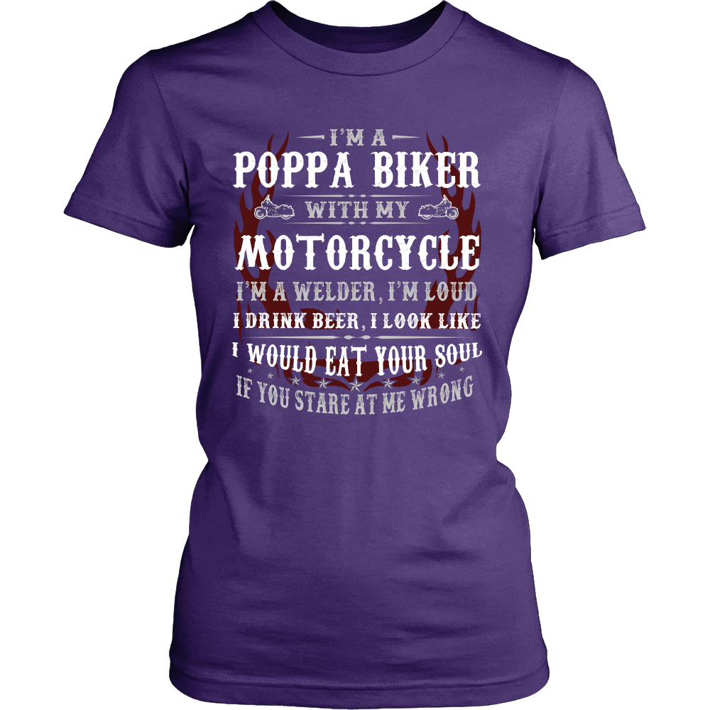 Poppa Biker With My Motorcycle T-Shirt - Poppa Motorcycle Shirt - TeeAmazing