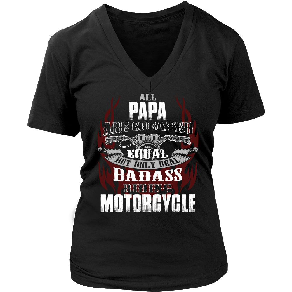Created Equal Papa Motorcycle T-Shirt - Papa Motorcycle Shirt - TeeAmazing