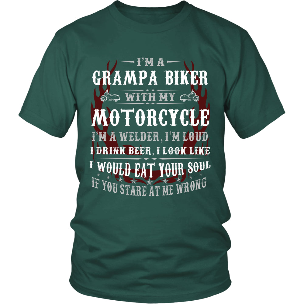 Grampa Biker With My Motorcycle T-Shirt - Grampa Motorcycle Shirt - TeeAmazing