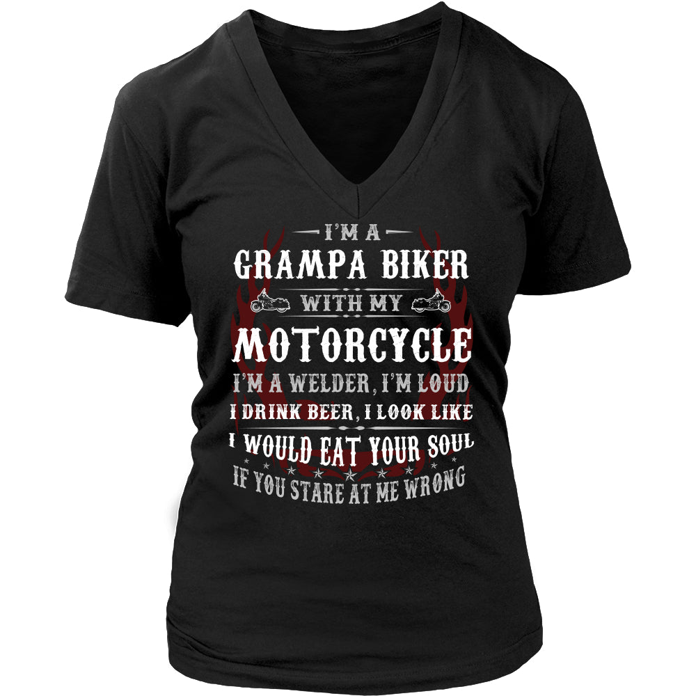 Grampa Biker With My Motorcycle T-Shirt - Grampa Motorcycle Shirt - TeeAmazing