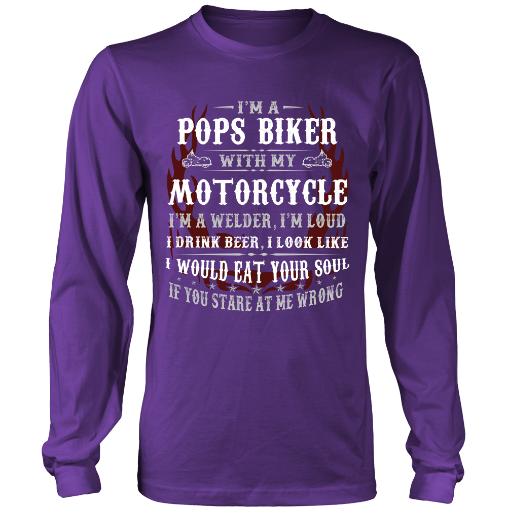 Pops Biker With My Motorcycle T-Shirt - Pops Motorcycle Shirt - TeeAmazing