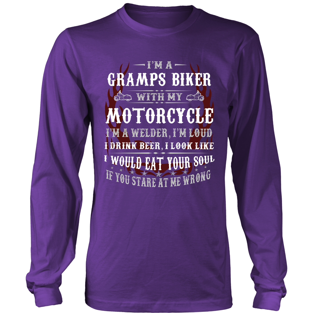 Gramps Biker With My Motorcycle T-Shirt - Gramps Motorcycle Shirt - TeeAmazing
