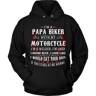 Papa Biker With My Motorcycle T-Shirt - Papa Motorcycle Shirt - TeeAmazing